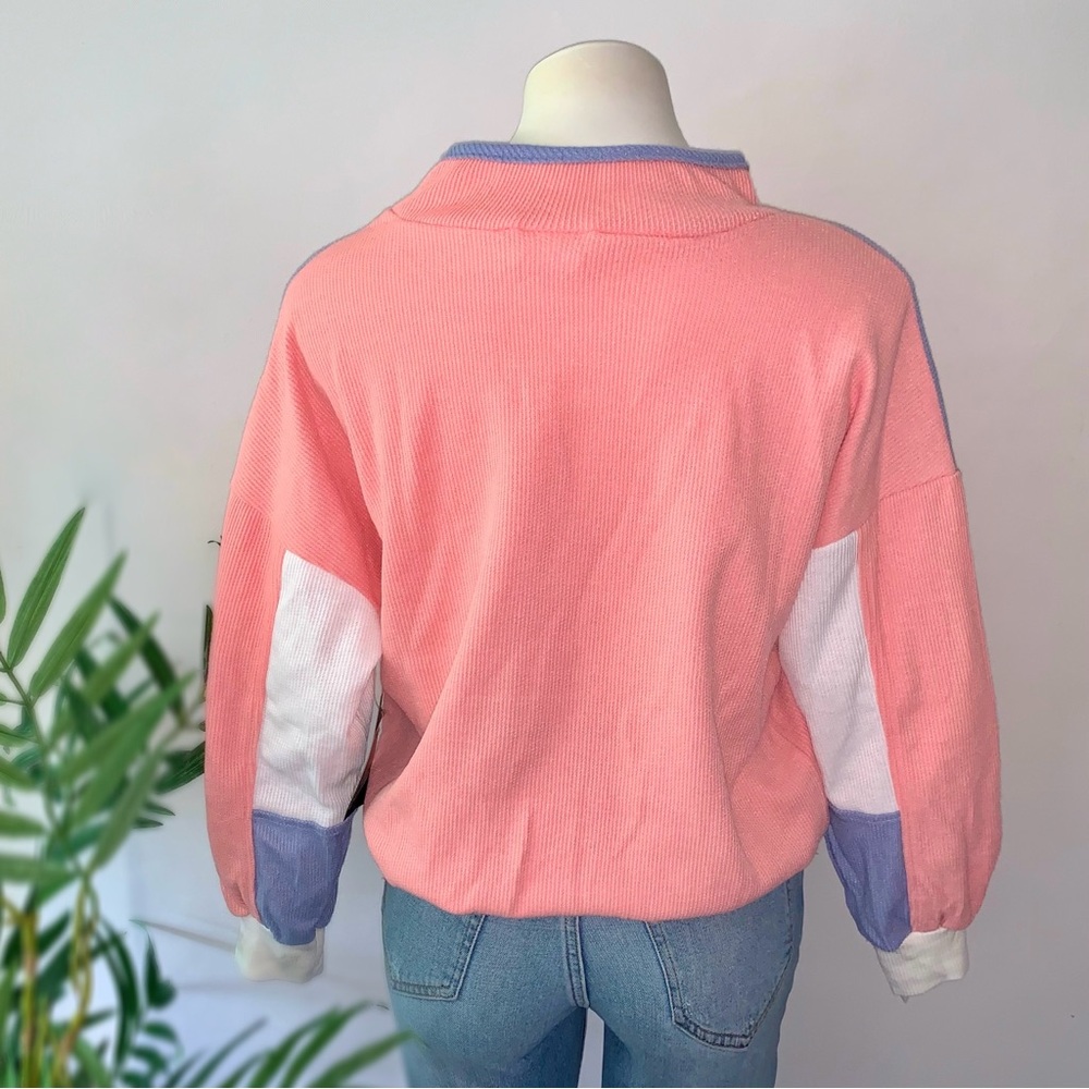 v i n t a g e :: Sporty Slouchy Ribbed Colorblock Sweatshirt NOS - Picture 8 of 13